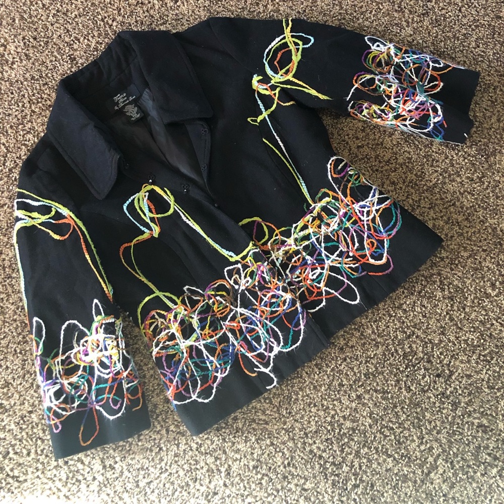 Trenz Petite Wool 90’s Bolero Jacket Fun Yarn Tangles Medium